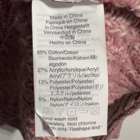 Point Sur J. Crew Sweater XL Marled Pink Mock Neck Long Sleeve Chunky Knit - Picture 7 of 9